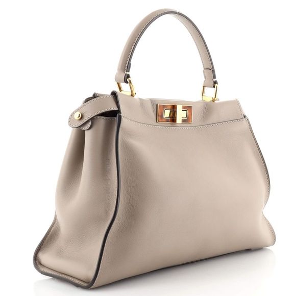 Fendi Peekaboo Bag Leather with Tortoise Detail Regular Neutral - Picture 3 of 7